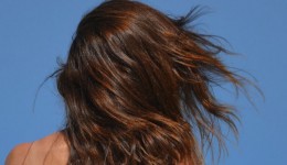 髪がなびいている女性の後姿